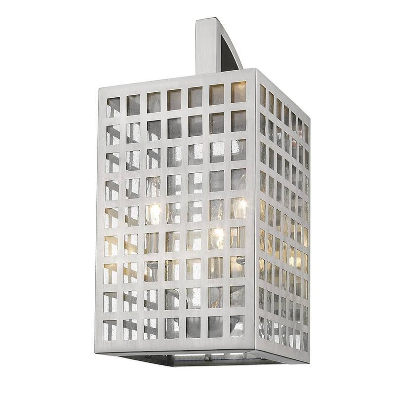 3-Light Hardwired Flush Mount Outdoor Wall Light with Clear Seedy Glass and Steel Frame E12 Base