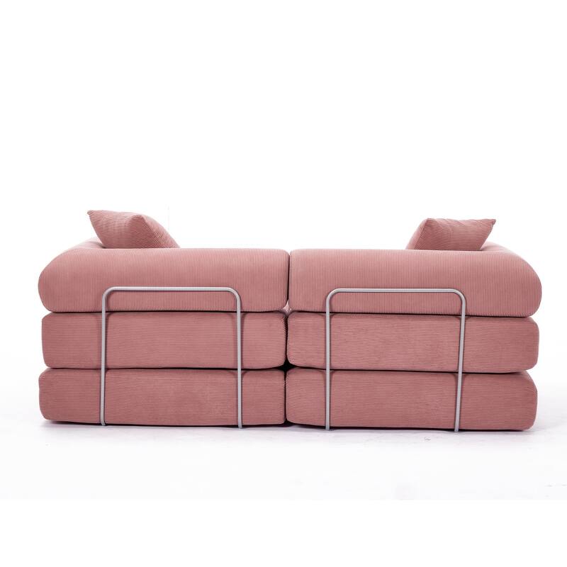 Modular Couch Sofa Bed, Convertible Design with Removable Armrests,Folding Mattress Couch for Small Spaces ,No Assembly
