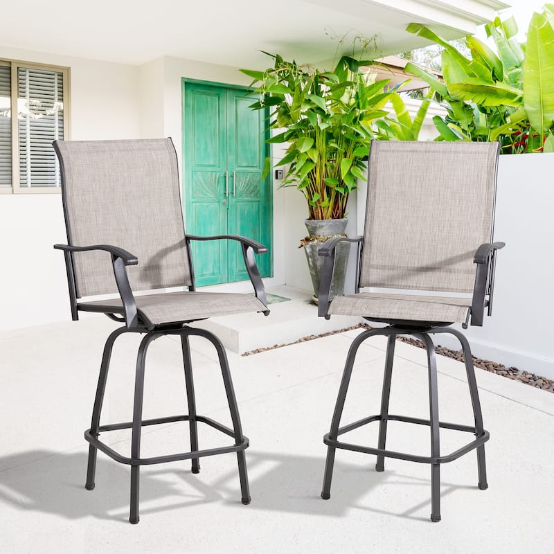 Futzca Patio Swivel Bar Bistro Set or Swivel Bar Stools - Set of 2 - Taupe