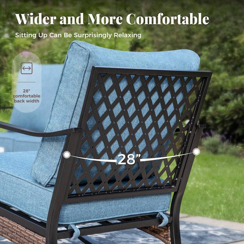 MAISON ARTS 4-Seat Patio Conversation Sets with 2 Rocking Sofa Chairs, 1 Loveseat Sofa and 1 Coffee Table