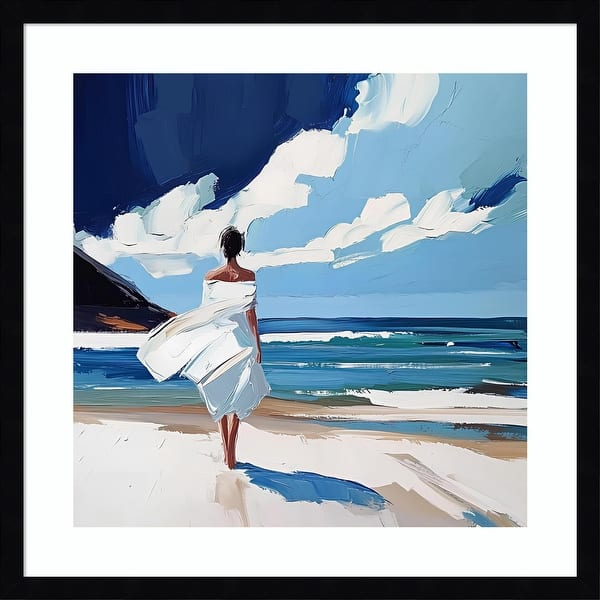 slide 2 of 18, Woman Walking On the Beach by Elena Avanesova Wood Framed Wall Art Print