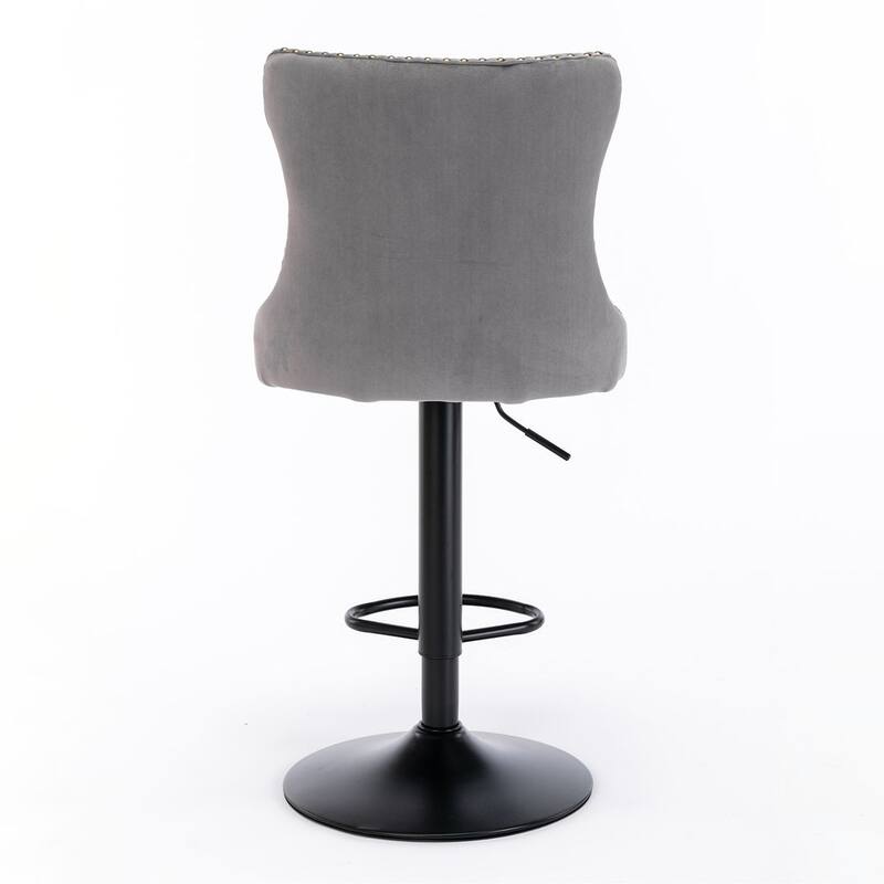 Bar stools with Backs Luxurious Velvet Swivel - Adjustable Height, Set of 2