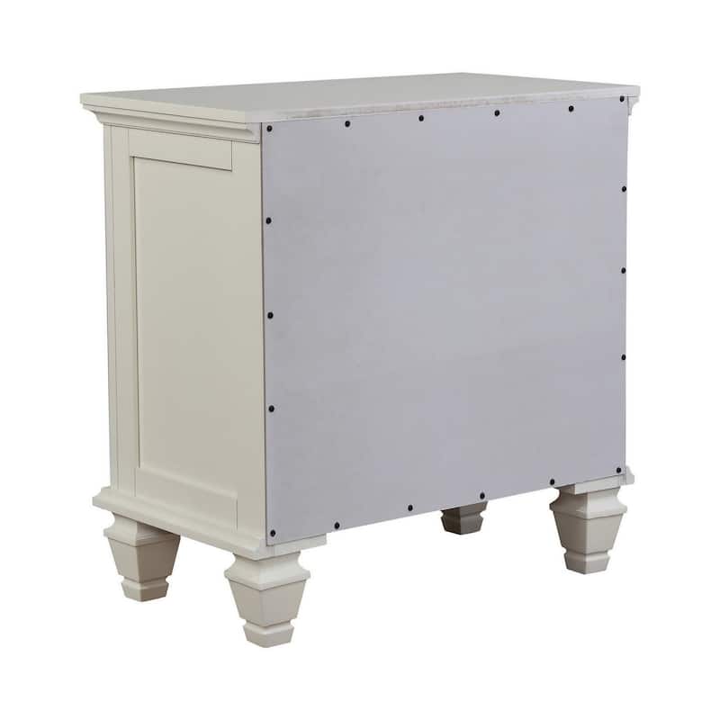 Lila 30 Inch Nightstand with Slide Out Tray, Felt Lined Top Drawer, White