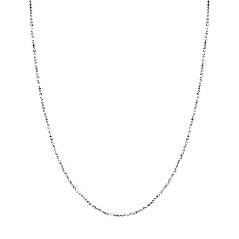 Curata 14k White Gold 1.5mm Diamond Cut Bead Chain Necklace (Lobster) Options: 16 18 20