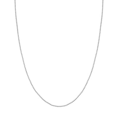 Curata 14k White Gold 1.5mm Diamond Cut Bead Chain Necklace (Lobster) Options: 16 18 20
