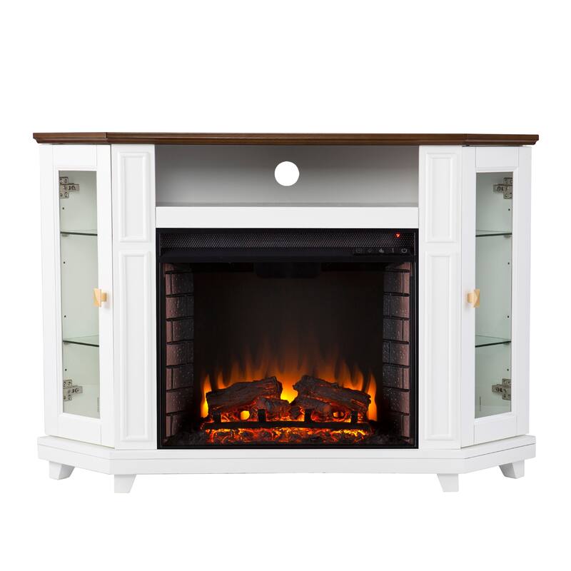 SEI Furniture Daventry Transitional White Wood Electric Fireplace