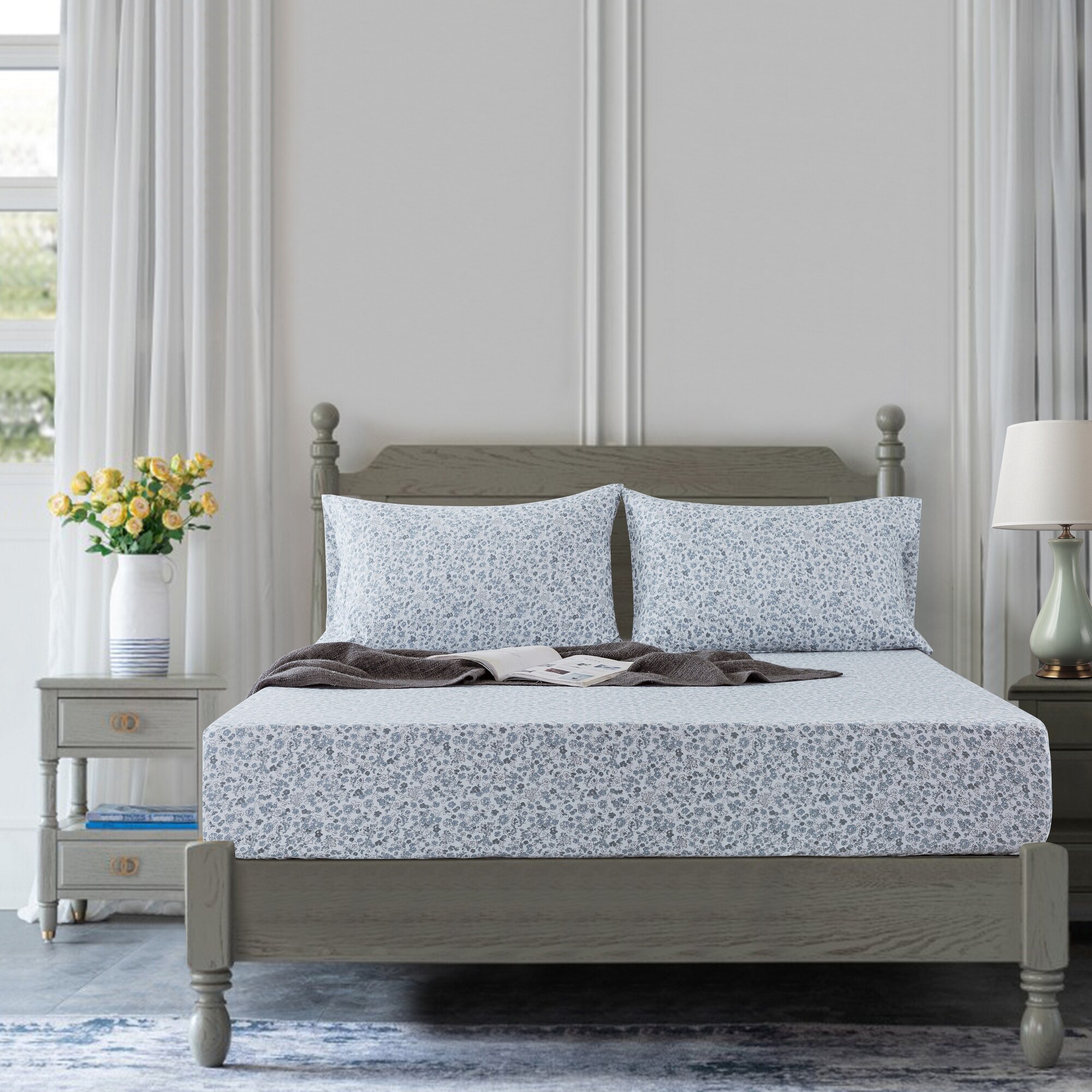 Shop Country Living Vintage Washed Blue Floral Sheet Set Overstock 31888376