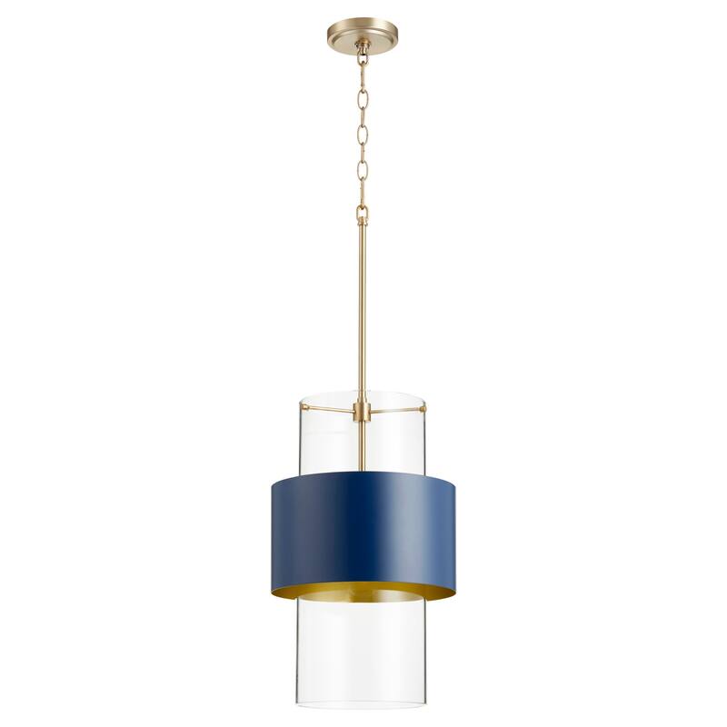 Quorum International 12" Wide Pendant with Clear Glass and Metal
