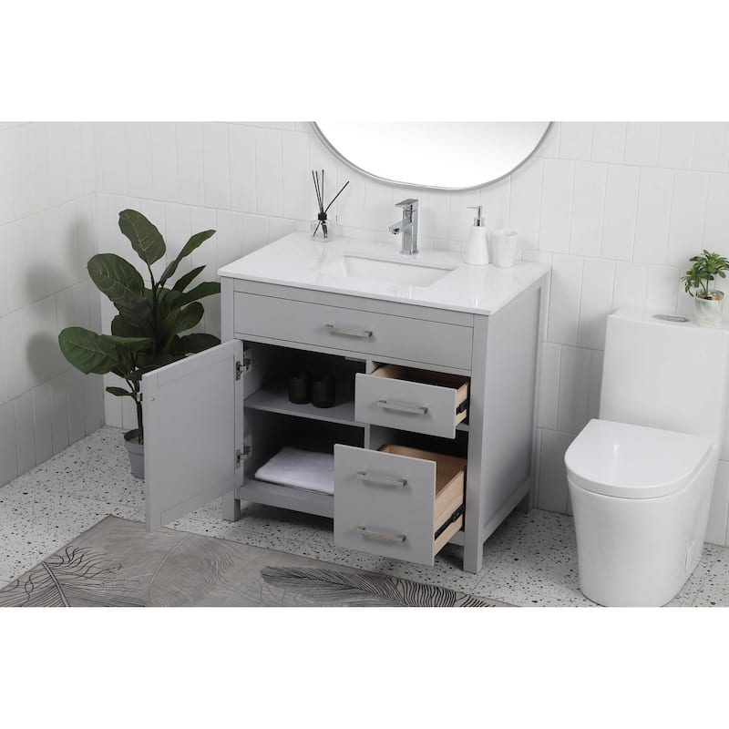 Elegant Lighting VF23336 Lewis 36" Free Standing Single Basin Vanity