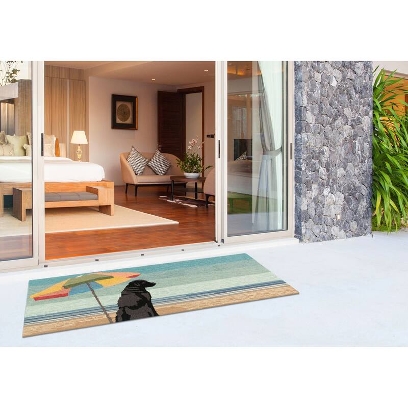 Liora Manne Frontporch Parasol And Pup Indoor/Outdoor Rug