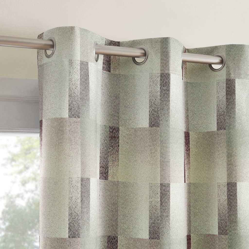 Sun Zero Sterling Gradient Geometric Total Blackout Grommet 1-Piece Curtain Panel, Single Panel