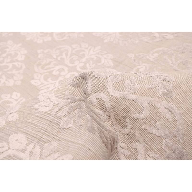 ECARPETGALLERY Hand Loomed Elysian Grey Viscose, Wool Rug - 5'0 x 7'11