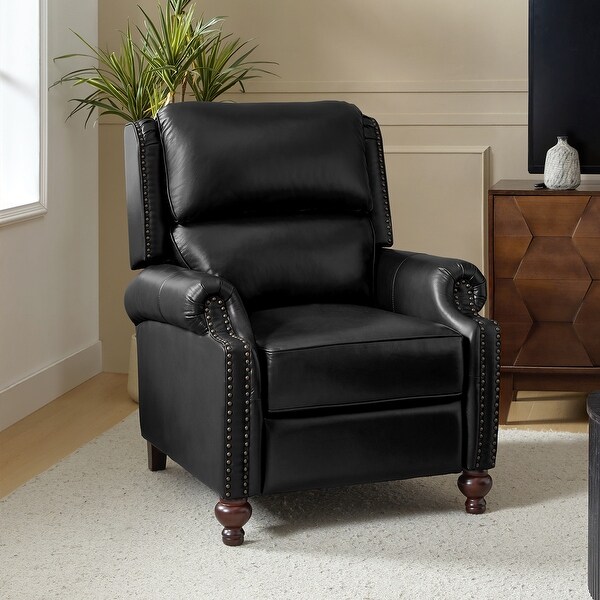 Gabriela Mid-Century Modern Genuine Leather Recliner with