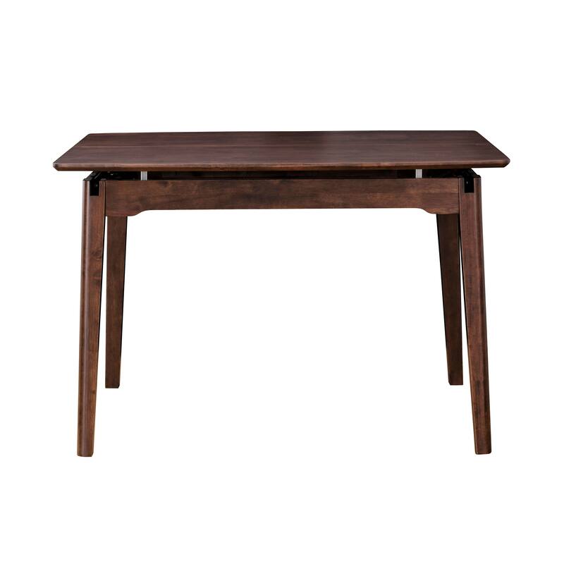 Furniture of America Abigail VIII Mid-Century Modern Rich Walnut Extendable Self-Storing 53-inch Counter Height Dining Table