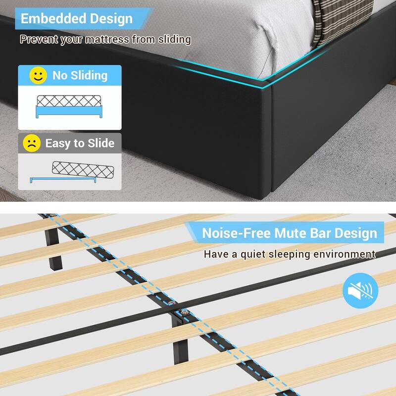 Bed Frame with 4 Storage Drawers1 USB /Type-C Charging Station