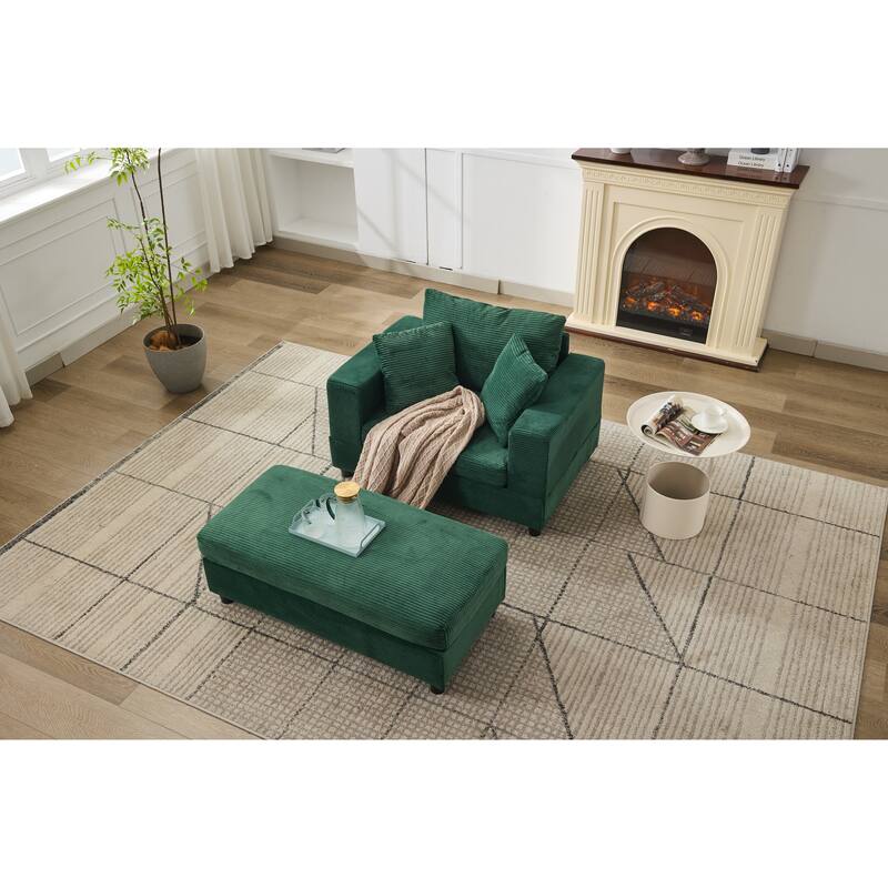 Upholstered Chaise Lounge Chair with Removable Ottoman, Accent Sofa Bed Sleeper Couch Bed, Armchair with Lumbar Pillows