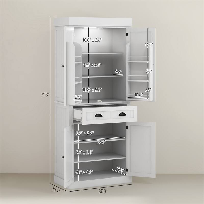 71" Kitchen Pantry Cabinet w/Motion Sensor Light,Tall Storage Cabinet