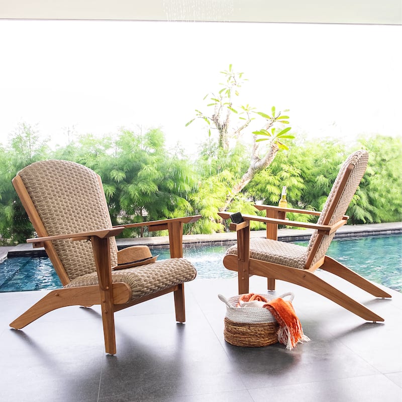 Cambridge Casual Camden Teak Patio Adirondack Chair Set of 2 - Cream