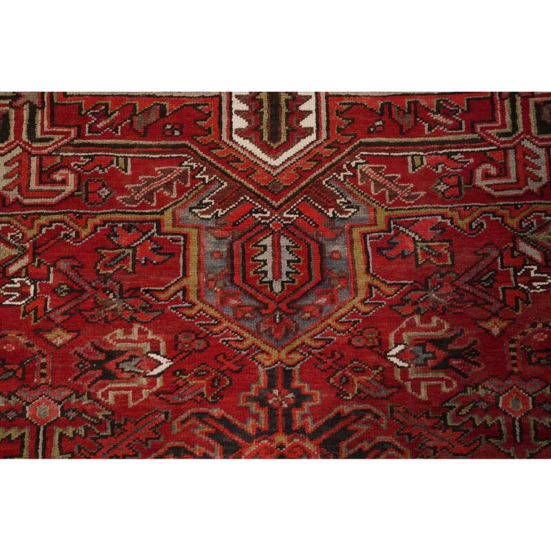 Hand Knotted Oriental 100% Wool Carpet Traditional Medallion Red Heriz Area Rug - 10' 8'' X 7' 11''