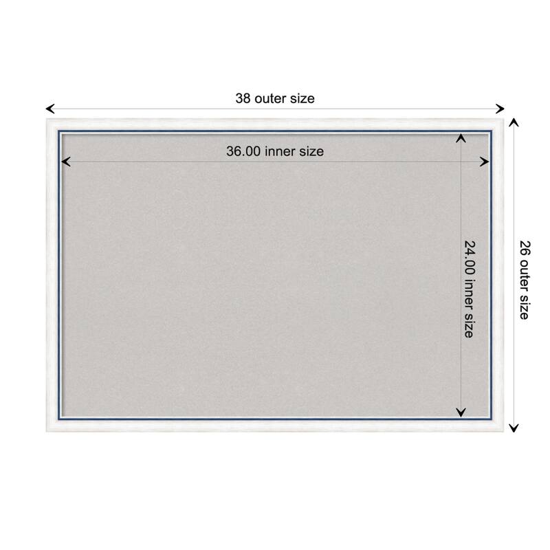 Morgan Wood Framed Grey Corkboard Bulletin Board - Morgan White Blue - Board Size 36x24