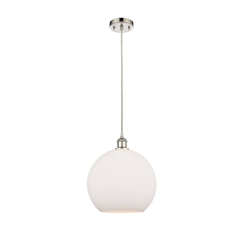 Innovations Lighting Ballston Athens 1 Light 12" Cord Hung Mini Pendant - Polished Nickel/Matte White