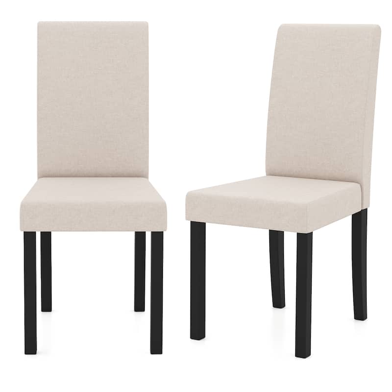 Gymax Dining Chair Set of 4 Fabric Upholstered Rubber Wood Legs Side