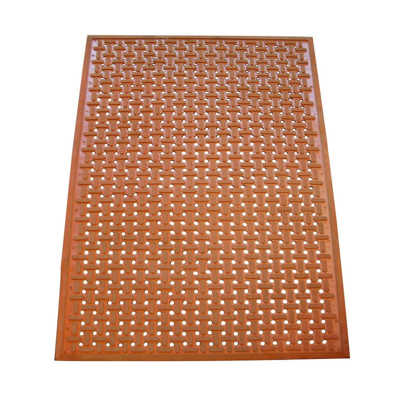 Rubber-Cal "Kitchen Mat" Anti-Slip Grease Proof Chef Mats with Beveled Edge, 3/8" x 36" x 60", (Pack of 2) - 36 x 60 - Red