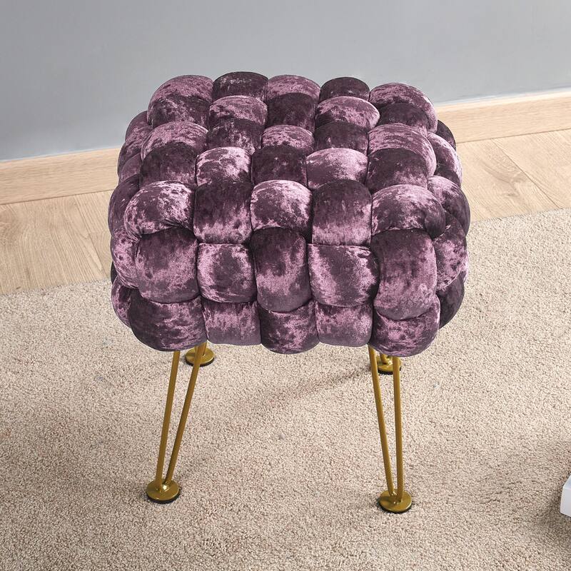 Home Soft Things Crushed Velvet Pouf Stool Ottoman