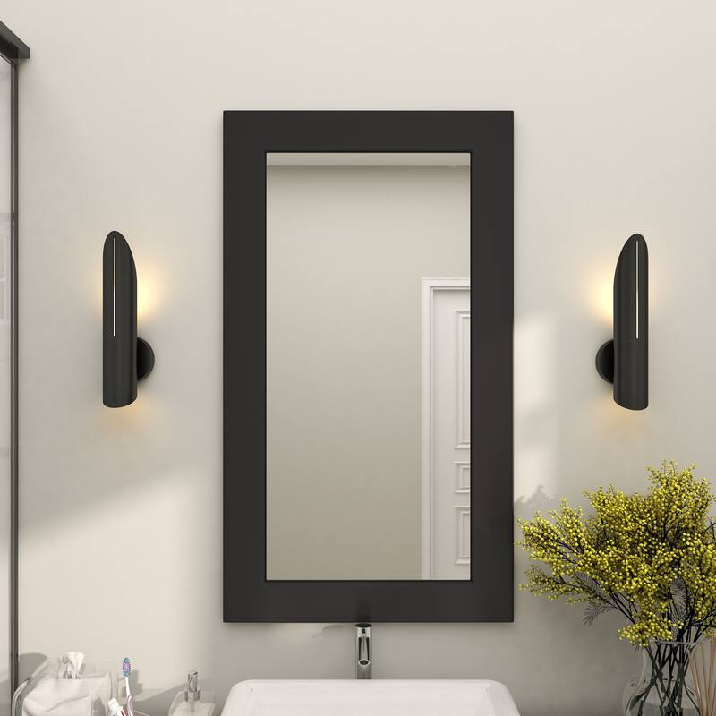 Black Wooden Room Wall Mirror