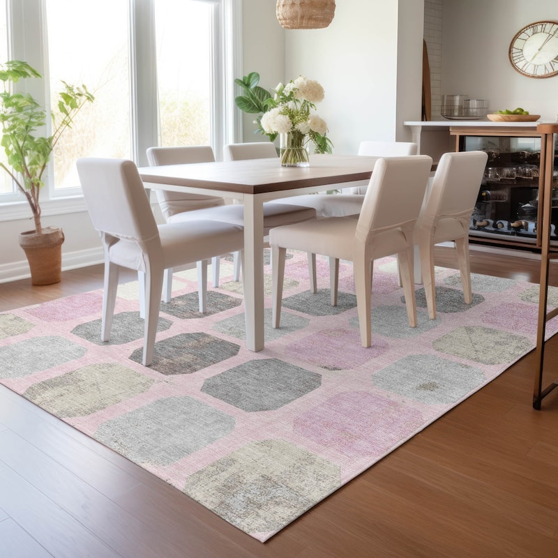 Machine Washable Indoor/Outdoor Casual Contemporary Chantille Rug