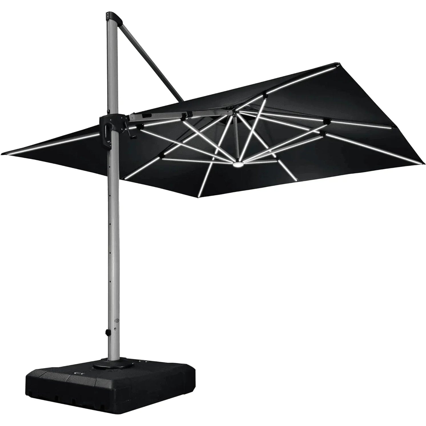 PURPLE LEAF 9/10/11 ft Square 09x12 ft Rectangle Double Top LED Patio Cantilever Umbrella with Base