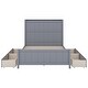 preview thumbnail 12 of 10, Full Storage Headboard Bed w/ 4 Drawers, Wood Platform Bed/ Space Saving Bed/ Grounded Trundle Bed for Small Living Spaces, Gray