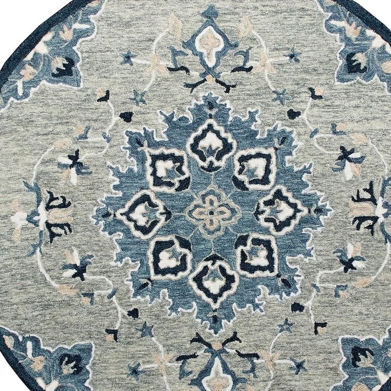 HomeRoots Medallion Contemporary Round Area Rug - 3' Round