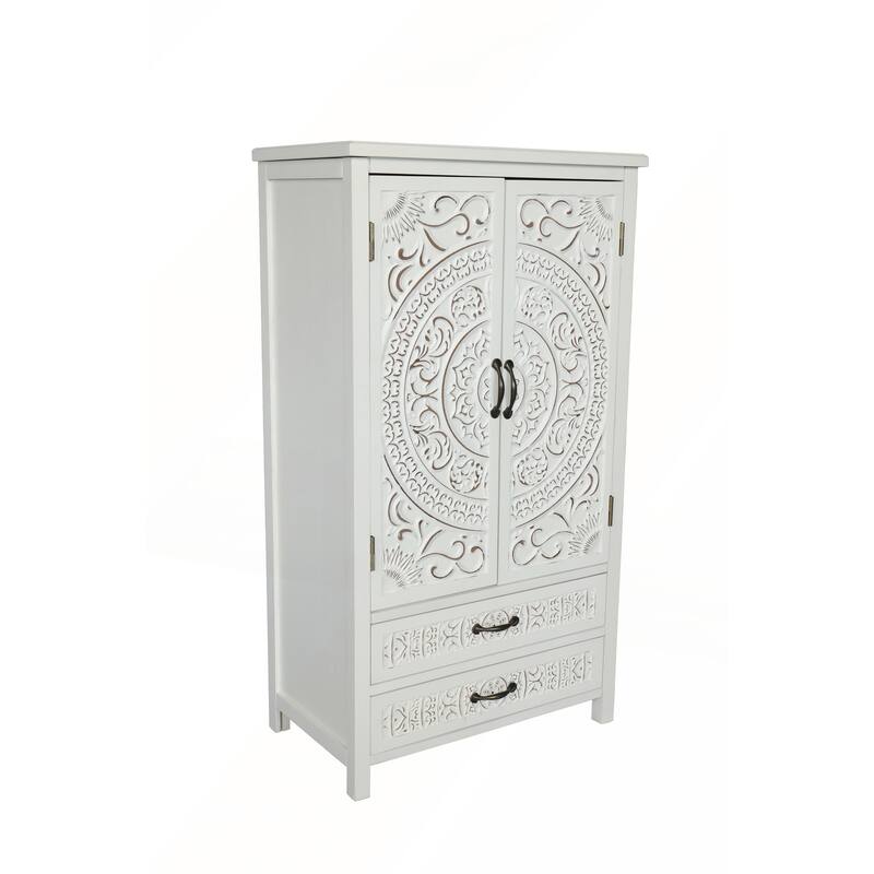 27in Accent Tall Tower White Storage Cabinet