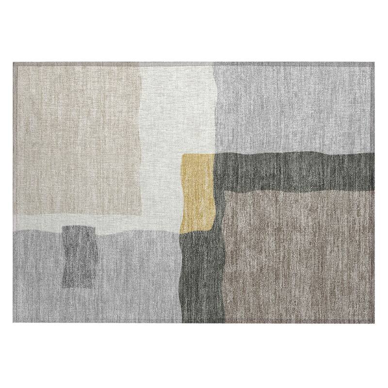 Machine Washable Indoor/ Outdoor Contemporary Blox Chantille Rug