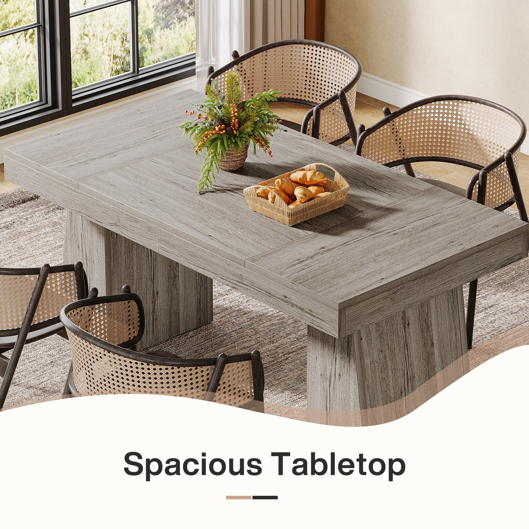 55 Inches Wood Dining Table for 4 to 6, Brown - Overstock - 42353171