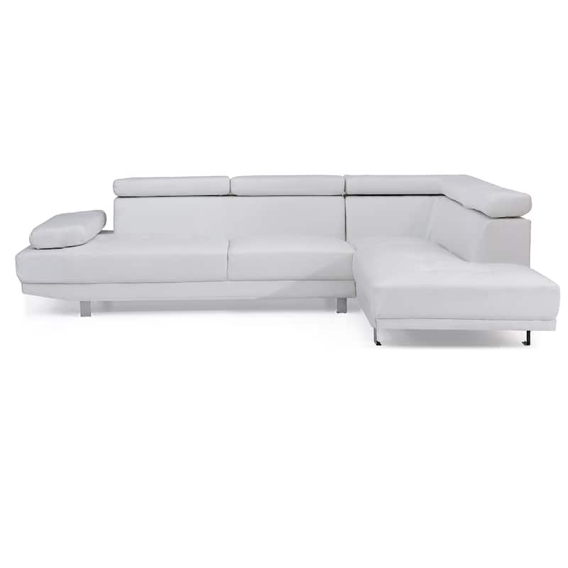 Adjustable Faux Leather L Shape Sectional Sofa - 109" - White