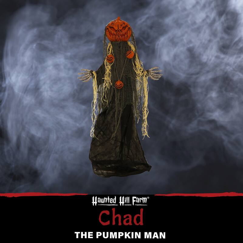 Life-Size Poseable Pumpkin Man with Lights, Indoor/Covered Outdoor Halloween Decoration