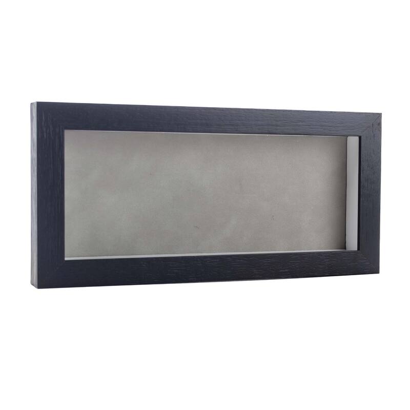 12x24 Shadow Box Frame Textured Black Wood Includes a Light Grey Real Suede Texture Acid-Free Backing Board - Holds 12x24 Photo