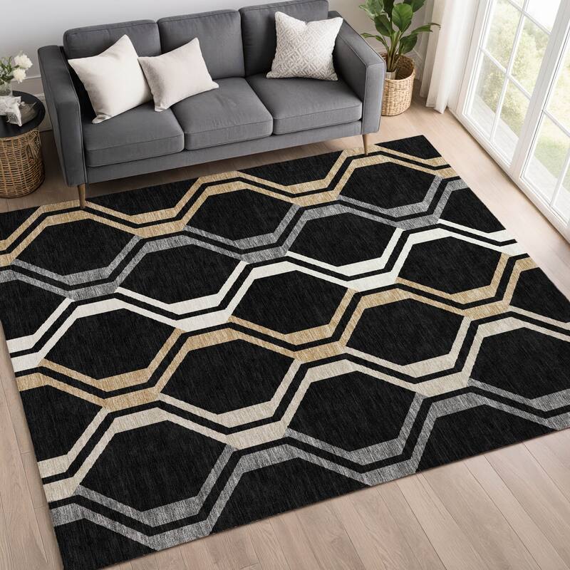 Machine Washable Indoor/ Outdoor Contemporary Dimensions Chantille Rug