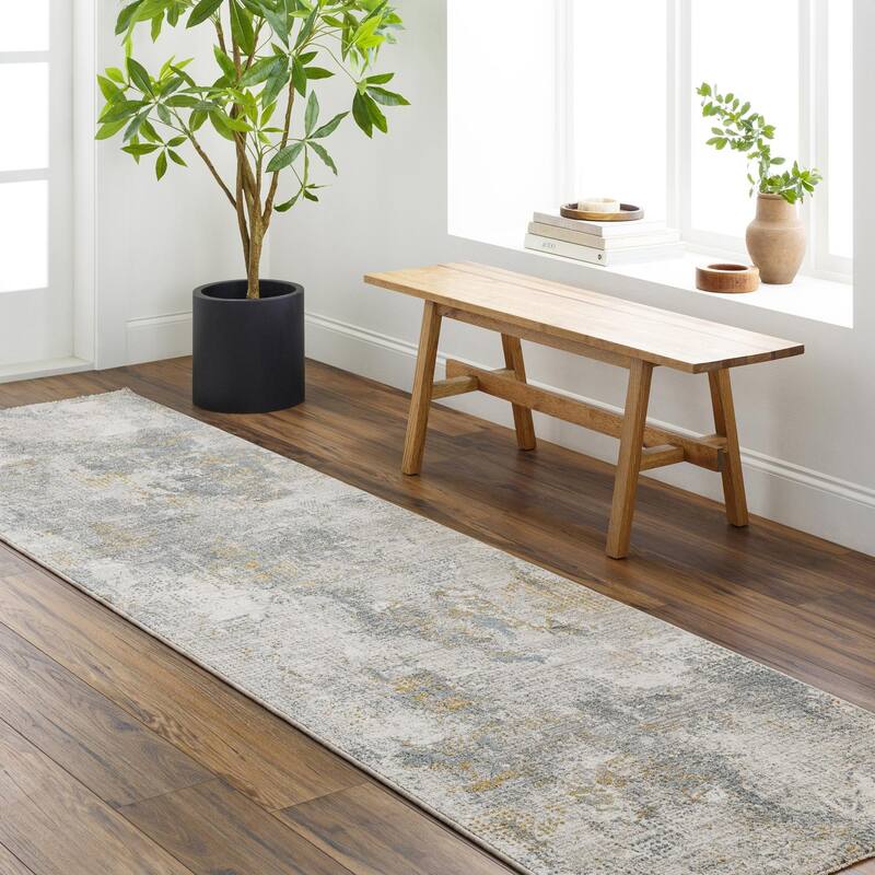 Livabliss Casual Dresden Abstract Area Rug - 2'7" x 10' - Medium Gray