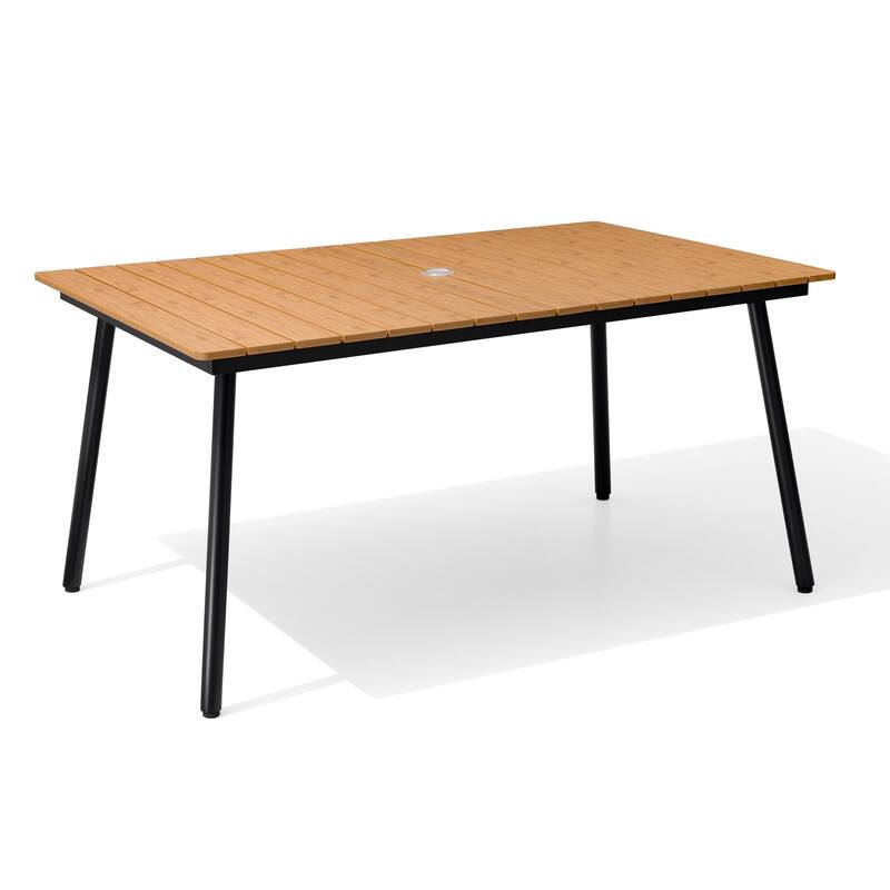 Crestlive Products Outdoor Rectangle Aluminum Dining Table with Umbrella Hole