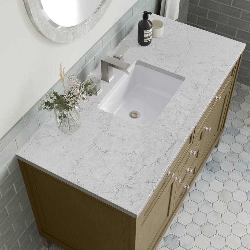 Chicago 48" Single Vanity, Walnut Whisper - Eternal Jasmine Pearl