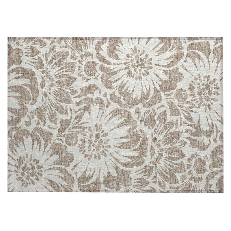 Machine Washable Indoor/ Outdoor Whimsy Floral Chantille Rug