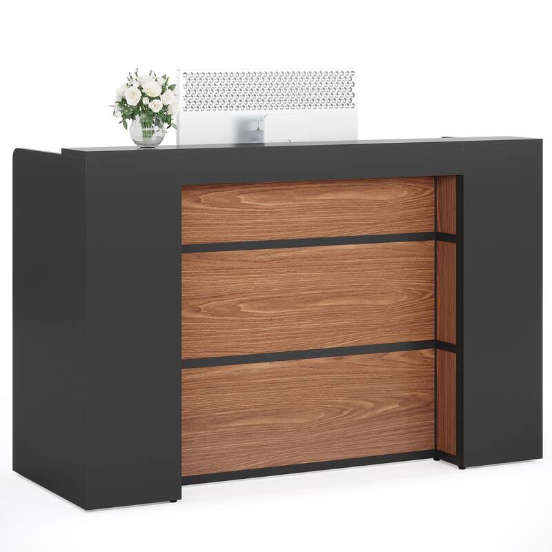 Modern 63 Inches Front Counter Table Reception Desk with LED for Retail