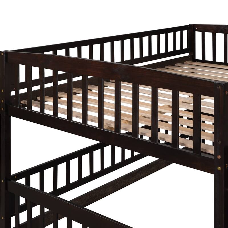 Full-Over-Full Bunk Bed with Slide and Convertible Ladder, Space-Saving Design
