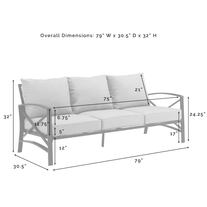 Crosley Kaplan 2Pc Outdoor Sofa Set - 79 W x 65 D x 32 H