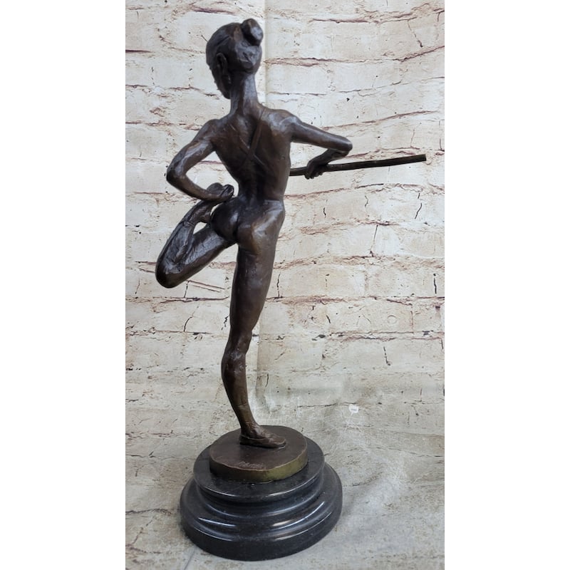 Ballerina Dancer Girl Bronze Statue Sculpture Figure On Marble Base 14 Inches X 8.5 Inches