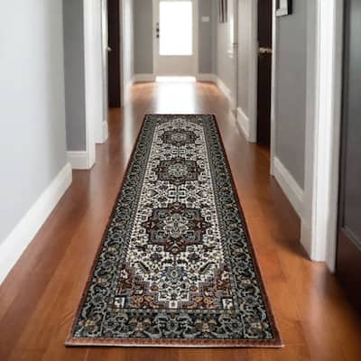 HomeRoots Medallion Traditional Runner Area Rug