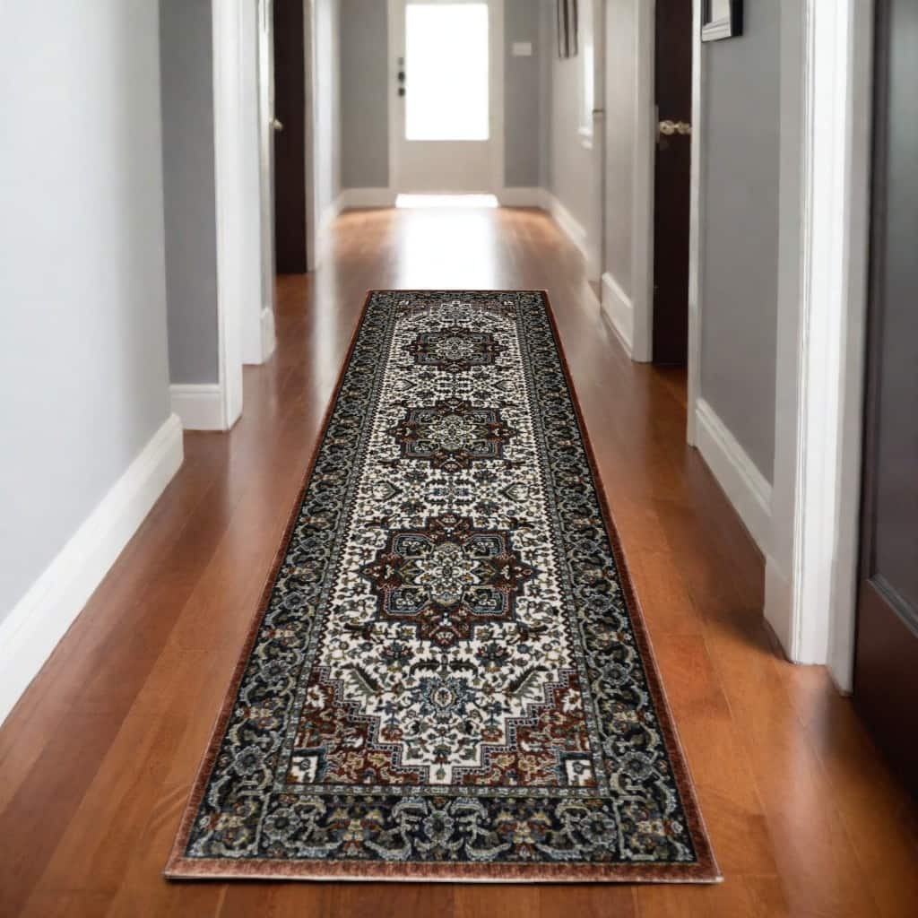HomeRoots Medallion Traditional Runner Area Rug